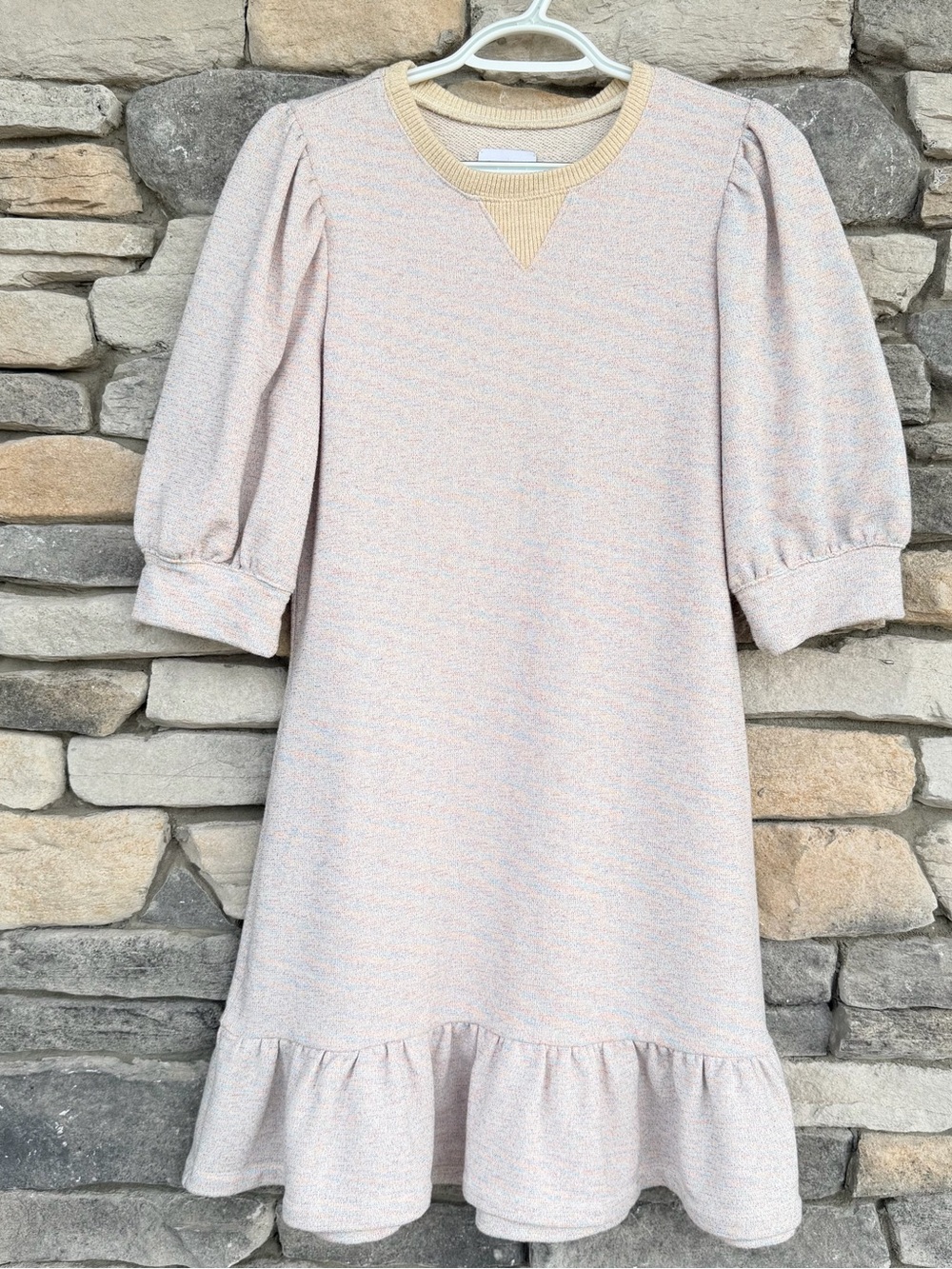 SAYLOR New York Jun Metallic Knit Puff Sleeve Sweatshirt Sweater Mini Dress L